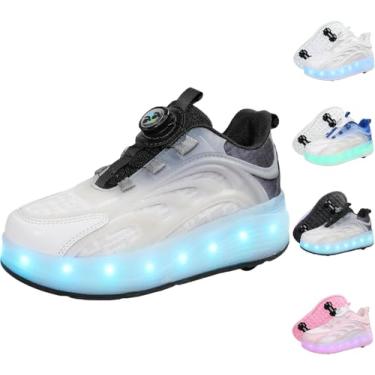 Imagem de Crianças Acendem Sapatos Led Sapatos Para Meninos Meninas Carregamento Usb Roller Skate Shoes Sneaker Skates Com Rodas Retráteis Para Natal Aniversário Crianças Show Gift, Black, 37 EU