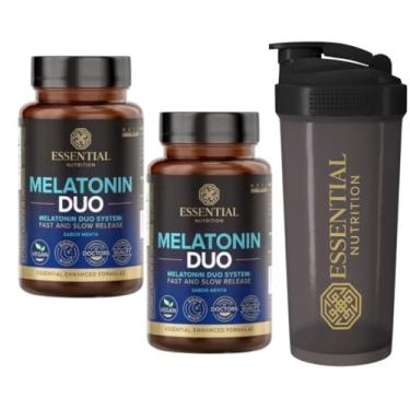 Imagem de Combo Essential Nutrition - 2x Melatonina Duo - 120 Comprimidos Sublingual - Total 240 - Sabor menta + Coqueteleira