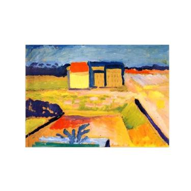 Imagem de Pinturas Famosas em Tela-Quadros Decorativos-Houses and Fields-Pôster e Impressões para Sala de Estar e Casa 70x100cm27x39in Sem Moldura