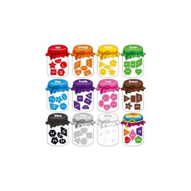 Imagem de 12 peças de brinquedos magnéticos de classificação de cores, 60 ímãs de cores e formas, conjunto de classificação educacional precoce para geladeira quadro branco bebês crianças