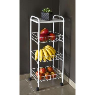 Imagem de Fruteira De Chão 3 Andares Organizador Cozinha Com Rodinhas Resistente