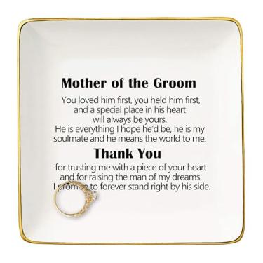 Imagem de Porta-joias de cerâmica presente para mãe do noivo da noiva - Você o amou primeiro, você o seguiu primeiro - presente de agradecimento para a nova mãe - presentes de casamento - presentes de chá de panela - bandeja de caixa de bugigangas de prato