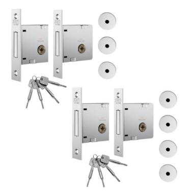 Imagem de Fechadura Auxiliar Trava p/ Porta de Madeira 1004 Par Stam - 2 Unid