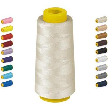 Imagem de StiVerse Arroz leve Serger de 1800 metros, linha multiuso para costura, cones de linha Serger, fio de poliéster 40s/2 para Serger & Overlock, acolchoado, peças, máquina de costura