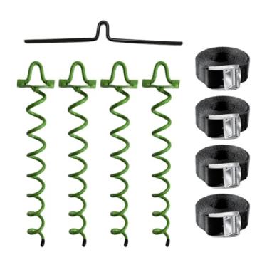 Imagem de menolana Acessórios para estacas de trampolim em espiral Kit de âncora Parafuso para tendas Car Ports Praia Jardim Cerca Balanços, Verde