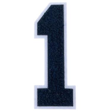 Imagem de 1 peça de patch de número de chenille preto de 10 cm, remendos de ferro para chapéus, roupas, bolsas, mochilas, jeans, adesivos iniciais, grande número universitário. (Preto 1)