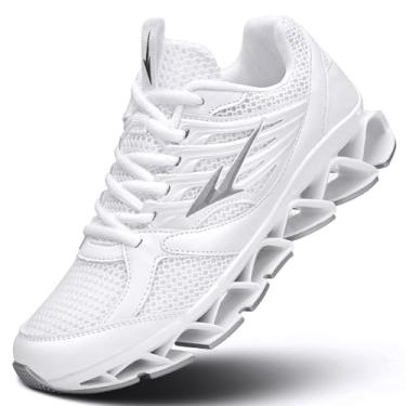 Imagem de Peaya Tênis De Corrida Masculino Blade Antiderrapante, Fashion, Malha Respirável, Sola Macia, Casual, Atlético, Academia, Caminhada, Branco, Prata 10
