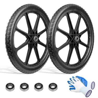Imagem de budrash Rodas de carrinho de mão de 50,8 cm adequadas para Rubbermaid, pneus planos livres para carrinho de mão, reboques de jardim, reboques de quintal, equipamento de telhado, com rolamento de 0,9
