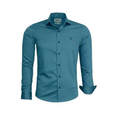 Imagem de Camisa Social Masculina Slim Acetinado Com Elastano Viscose de Bambu 1