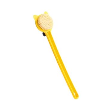 Imagem de oshhni Escova de banho de gato com desenho animado, escova para as costas, para mulheres e homens, leve, com cabo longo, para dispensar sabão, para banho e, Amarelo