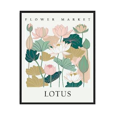 Imagem de Impressão artística de pôster de mercado de flores de lótus, decoração de arte de parede floral, arte botânica quarto banheiro sala de estar decoração 47 (Lótus, 28 x 35,5 cm, sem moldura)
