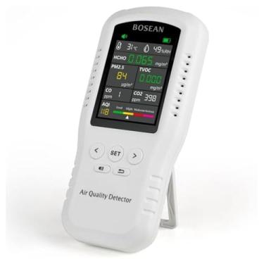 Imagem de Monitor de qualidade do ar interno testador preciso para formaldeído HCHO TVOC PM2.5 detector multifuncional de gás de ar CO2 em tempo real e gravação de valor médio para escritório em casa