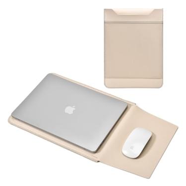 Imagem de Miloocul Capa protetora de couro PU para laptop de 13 a 14 polegadas com mouse pad para MacBook Air/Pro, HP, Lenovo, ThinkPad, Dell, Asus, Samsung, Acer, LG, capa impermeável para laptop (Apricot