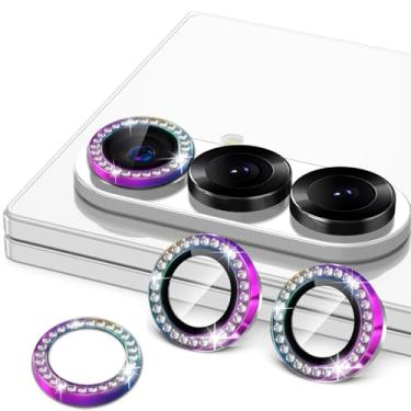 Imagem de Zeking (2 conjuntos) para Samsung Galaxy Z Fold7 protetor de lente de câmera de vidro temperado brilhante brilhante 9H anel individual de metal [kit de alinhamento da bandeja de instalação] (cor