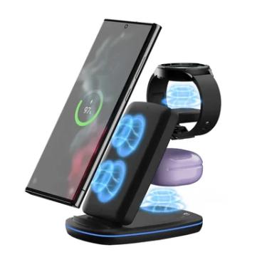 Imagem de Carregador Por Indução Estação Base 3em1 Suporte Para Iphone, Watch E Fone Sem Fio Wire...