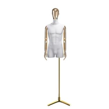 Imagem de Mannequin Manequins de varejo de corpo masculino com base, altura ajustável de 60,62-78,74 pol., cabeça e braços galvanizados podem girar(Gold)