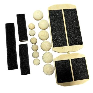 Imagem de YIJU Prancha de equilíbrio para perna única, exercitador de tornozelo antiderrapante para ambientes internos, multifuncional, alongador de pés de madeira,