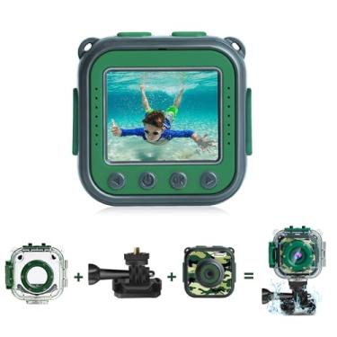 Imagem de PROGRACE Câmera infantil impermeável – aniversário para meninos de 3 a 12 anos, câmera de vídeo subaquática HD 1080p para crianças, brinquedos de piscina, câmeras digitais infantis com cartão SD de 32