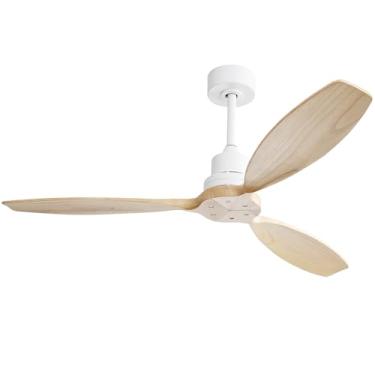 Imagem de Sofucor Ventilador de teto sem luzes, ventilador de teto de madeira de 52 polegadas de baixo perfil embutido com controle remoto para casa de fazenda interna, quarto, sala de estar, pátio, varanda