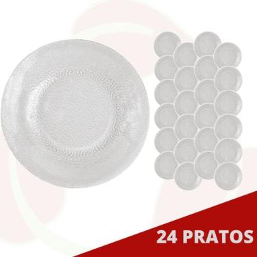 Imagem de Jogo com 24 Prato Fundo Redondo Acqua Refeição Transparente - NADIR FI