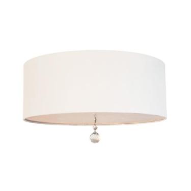 Imagem de Plafon/ Luminária Em Tecido Com Cristal 40x15 Lili Branco - Tom Luz