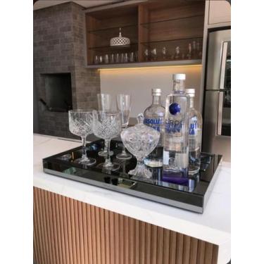 Imagem de Bandeja Espelhada Fumê Luxo Decoração Casa Barzinho 50X35 - Glass