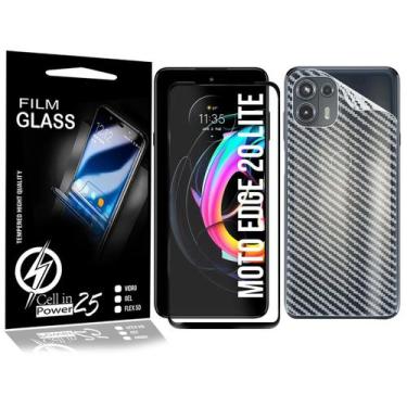 Imagem de Película Carbono + Película Vidro 3D Para Moto Edge 20 Lite XT2139-2 -