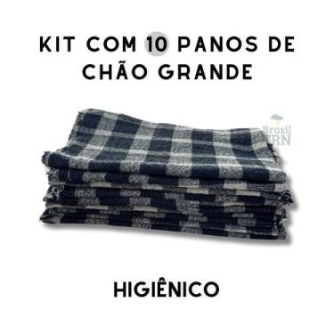 Imagem de Kit com 10 Saco Pano de Chão Xadrez Grande 65x40cm Algodão Alvejado Du