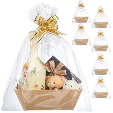 Imagem de Kit de cestas de presentes Mimorou, pacote com 6 cestas vazias e 6 sac