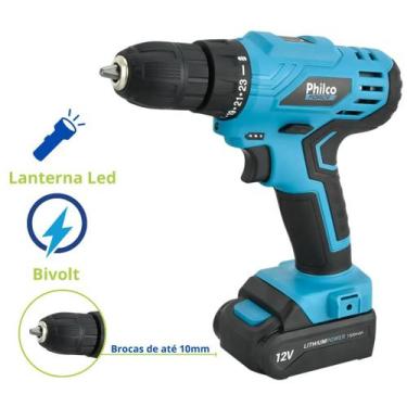 Imagem de Parafusadeira Force 2 em 1 Bateria Sem Fio 12V Bivolt 800 RPM Philco