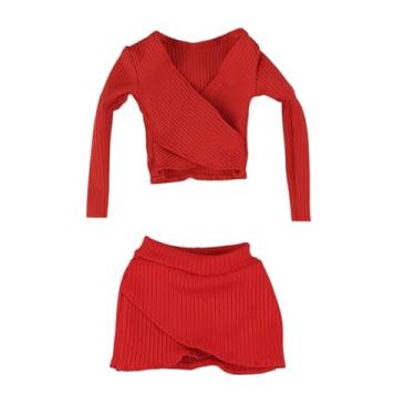 Imagem de oshhni 1:6 Crop top feminino manga comprida ajustado cosplay, moda, clássico, roupas de boneco de ação para acessório de boneco de ação de 12 polegadas, Vermelho