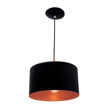 Imagem de Pendente bilboquê large preto e cobre luminária alumínio lustre sala moderno grande cilíndrico redondo
