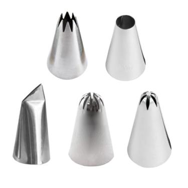 Imagem de Kit 5 Bicos Para Confeitar, Perlê 9, M Flor 3, M Reto N4, M Flor 4 E Babado