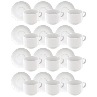 Imagem de Jogo 12 Xicaras com Píres Porcelana 240ml Paola Tramontina Cozinha Servir Chá Café