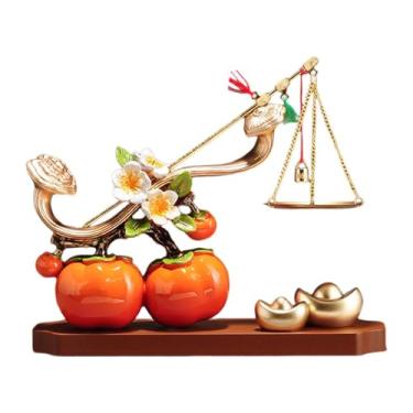 Imagem de Ioensy Estátua de caqui, escultura de bênção, ornamento colecionável chinês de Feng Shui, estatueta de caqui para armário de sala de estar, loja