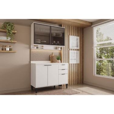 Imagem de Cozinha Modulada Completa Alpha 2 Peças (1Aéreo+1Balcão) C2P52 Branco - Carraro