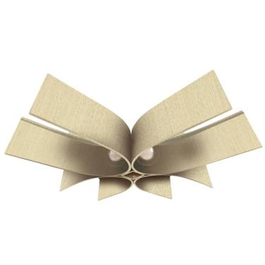 Imagem de Luminária de Teto Plafon em Madeira Artesanal para 4 Lâmpadas com Cúpulas de Vidro - Linha Wood Pétala (Marfim)