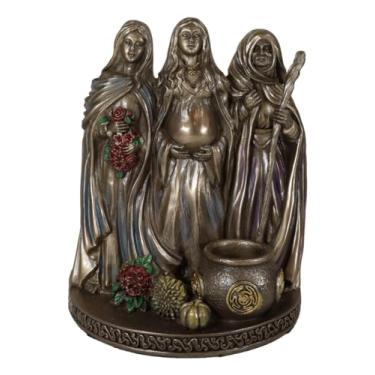 Imagem de Ebros Gift Estatueta celta das fases sagradas da lua tripla deusa mãe donzela coroa ciclo de vida primordial 14,6 cm de altura Hecate Brigid Wicca Wicca Cosmic Trinity Decor Sculpture