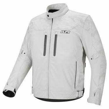 Imagem de ILM Jaqueta de motociclista refletiva com armadura CE e forro térmico removível duplo esportivo todas as estações para homens modelo JRF4 (branco, 2GG)