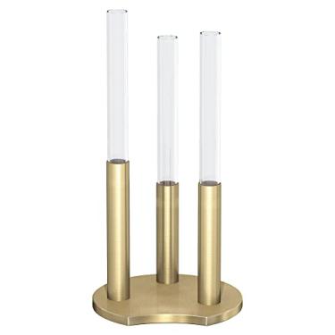 Imagem de SWAROVSKI Vaso decorativo Garden Tales, vaso de vidro com base de acabamento dourado, vaso grande para três flores, parte da coleção Swarovski Garden Tales