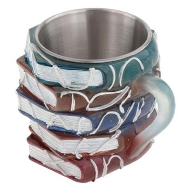 Imagem de DimyFew Caneca de café em formato de livros empilhados pintados, resina colorida para decoração de mesa de professores
