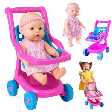 Imagem de Kit Carrinho de boneca + Sapekinha faz Xixi Bebe Conforto - EISNTOK