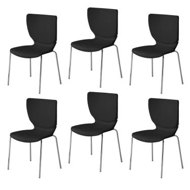 Imagem de Conjunto 6 Cadeiras Empilháveis Mono Preto