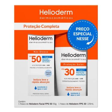 Imagem de Kit Protetor Solar Corporal Helioderm Suncare FPS 30 120ml + Facial Antioleosidade FPS 50 50g