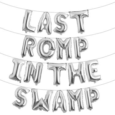 Imagem de Balões de letras - LAST ROMP IN THE SWAMP 40,6 cm Letras do alfabeto Foil Mylar balão faixa de despedida de solteira (LAST ROMP IN THE SWAMP IN)