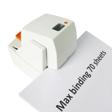Imagem de Queenprint Grampeador elétrico atualizado, capacidade para 70 folhas, velocidade de encadernação e margem ajustável, grampeador automático resistente