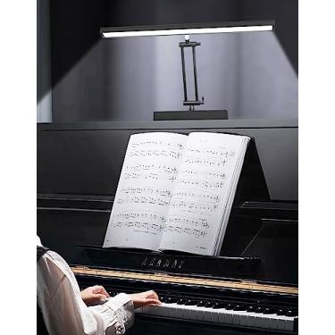 Imagem de Vshinic Luminária de suporte de música - Candeeiro de mesa de piano de 50,8 cm com 96 LEDs para orquestra e músicos - Onekey Escurecimento contínuo com ajuste de altura livre para piano vertical
