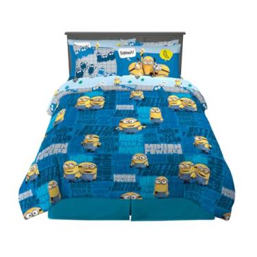 Imagem de Jogo de cama infantil Minions The Rise of Gru super macio e aconchegante de microfibra reversível e conjunto de lençol com fronha, tamanho Queen, 7 peças, (produto oficialmente licenciado) por Franco