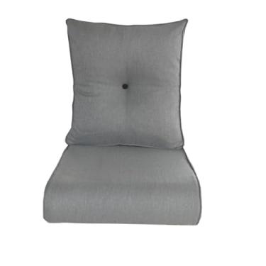 Imagem de Almofada de pátio de 56 x 61 cm x 12 cm para substituição de móveis ao ar livre, conjunto de almofadas de sofá resistente a intempéries com botões e capas removíveis para cadeiras giratórias de
