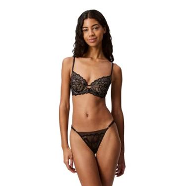 Imagem de Calvin Klein Sutiã feminino de renda confortável sem forro, Preto, 40DDD